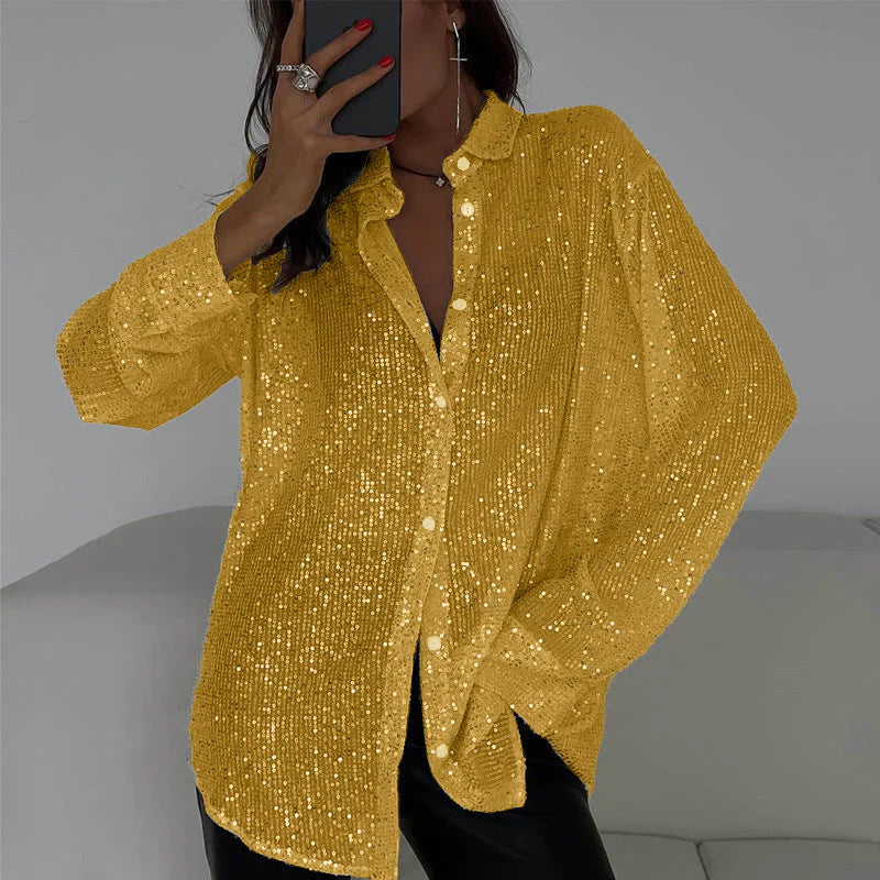 Eiralei – Camicia a maniche lunghe con paillettes e bottoni