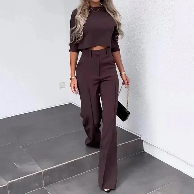 Thalenya – Elegante set top corto e pantaloni