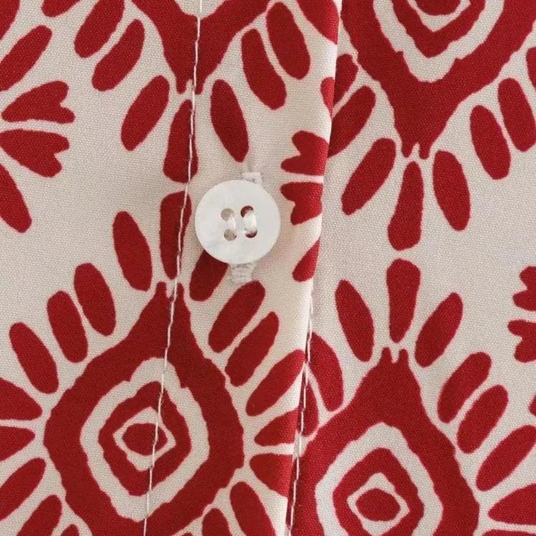 Isolaya – Abito in cotone con stampa geometrica