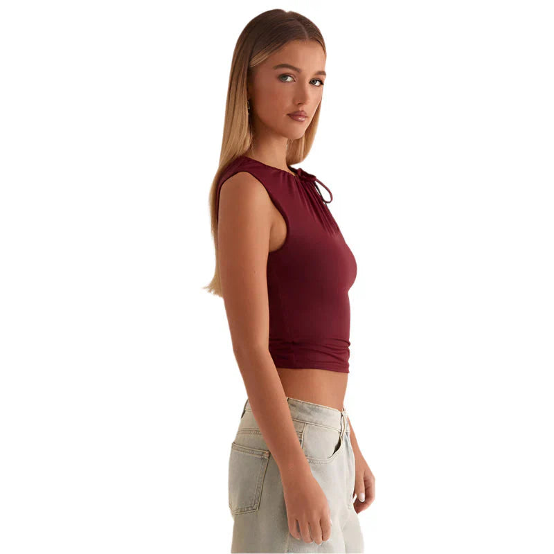 Suyana – Elegante top senza maniche con dettaglio nodo