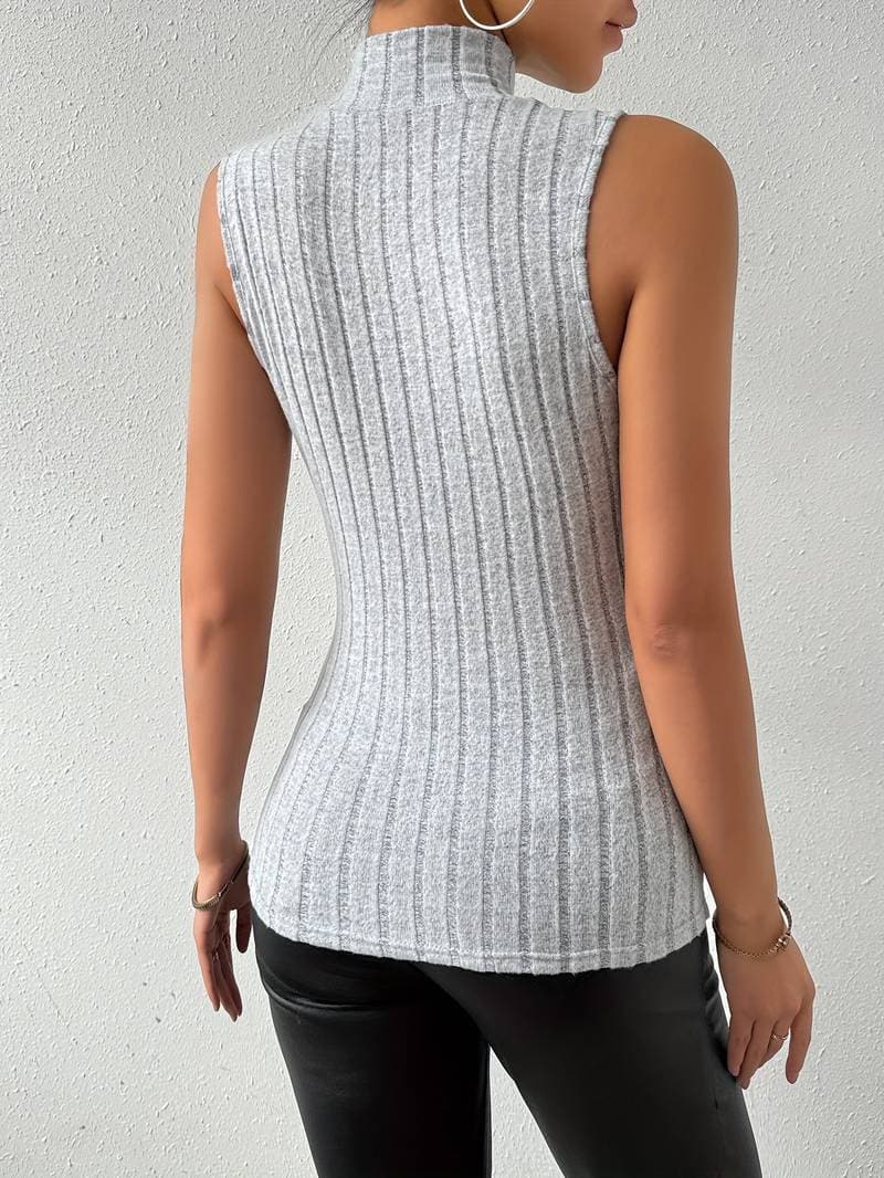 Zephirielle – Top senza maniche a collo alto in maglia a coste