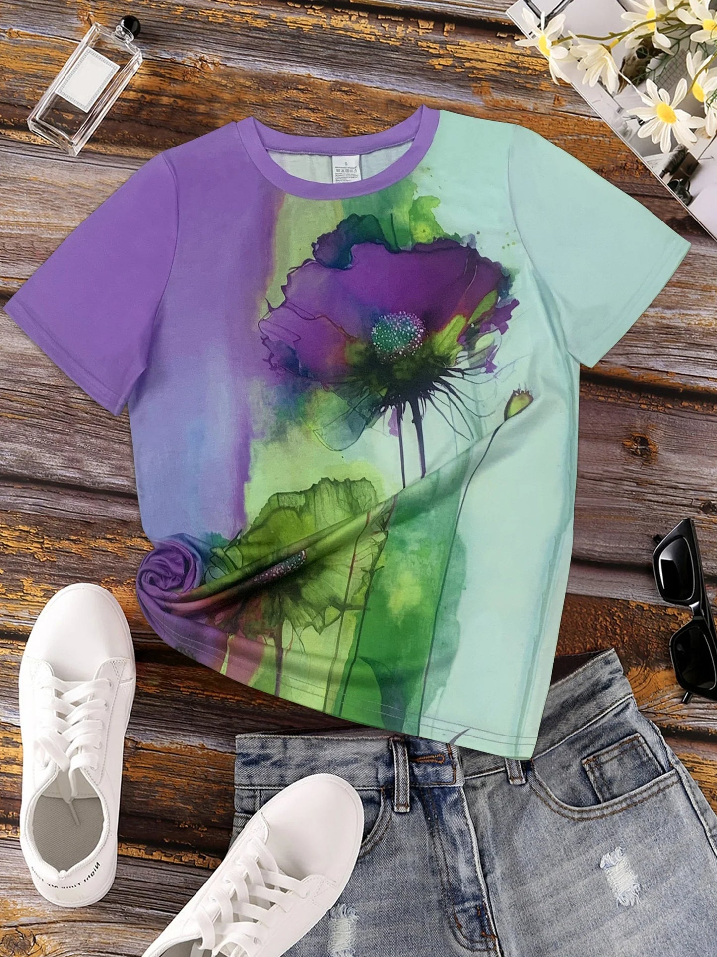 Damia – T-shirt con stampa floreale creativa