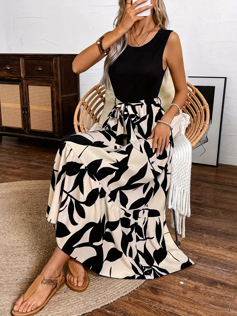 Tamisha – Top nero senza maniche, abito lungo, gonna