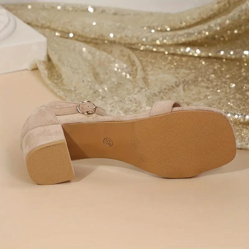 Daphira – Eleganti sandali in pelle scamosciata con tacco basso a blocco