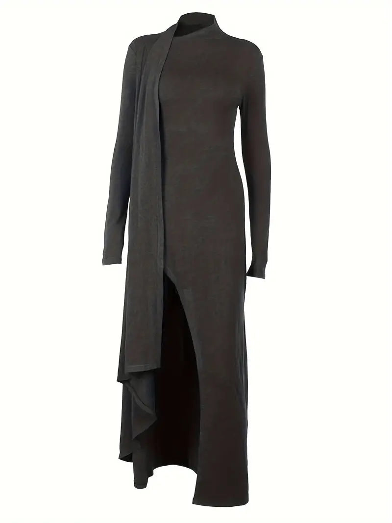 Enrica – Abito elegante con spacco alto e maniche lunghe