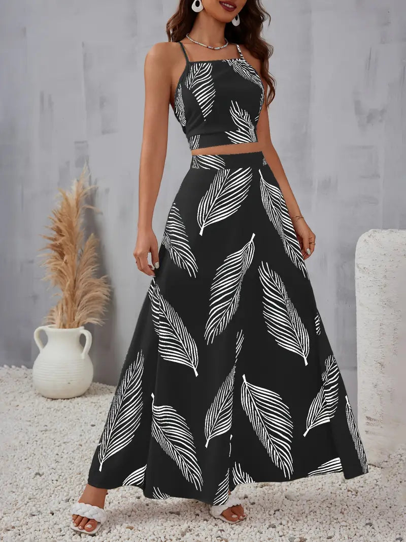 Lilivere – Elegante set due pezzi con motivo a foglie