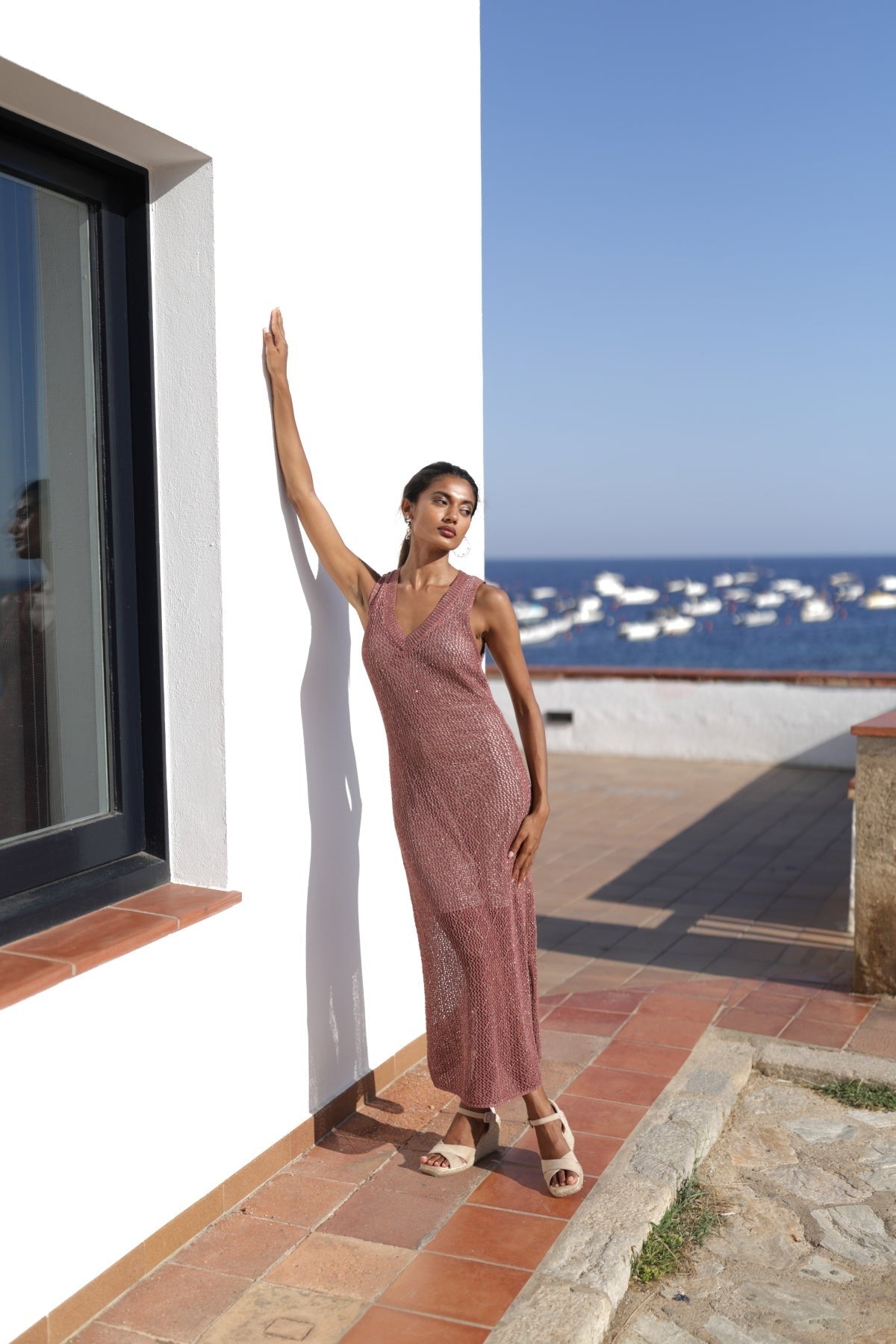 Amelia - Abito Tubino Lungo Crochet Raffinato