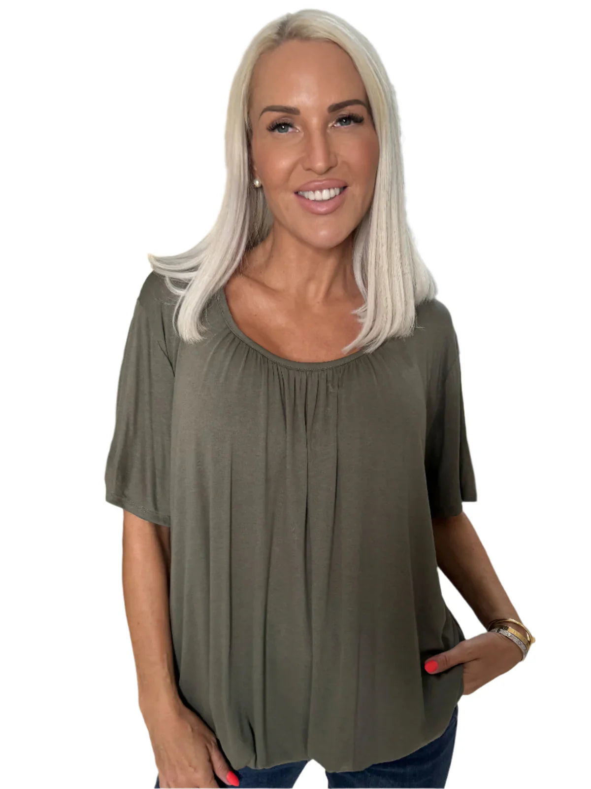 Tserin – Top plissettato ampio con scollo rotondo