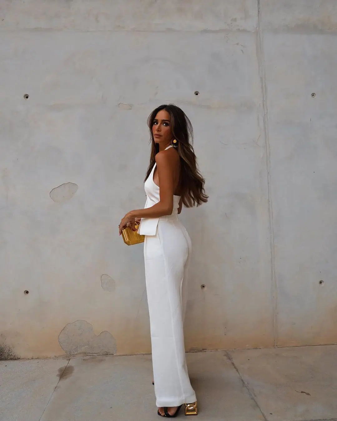 Oneka – Elegante completo con scollo all'americana composto da gilet e pantaloni