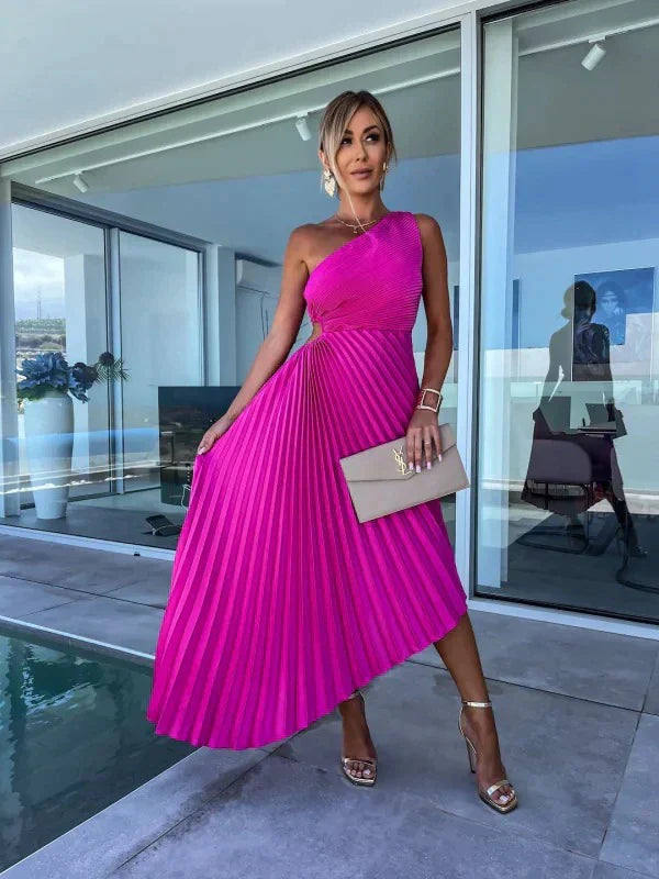 Iscariel – Abito elegante monospalla plissettato