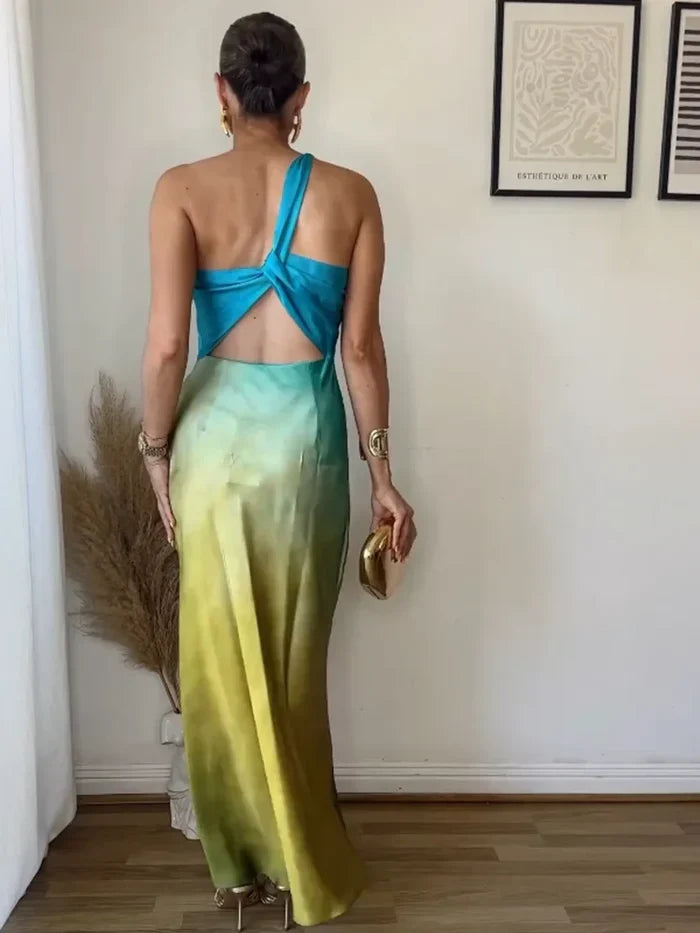 Dyella – Splendido maxi abito monospalla sfumato