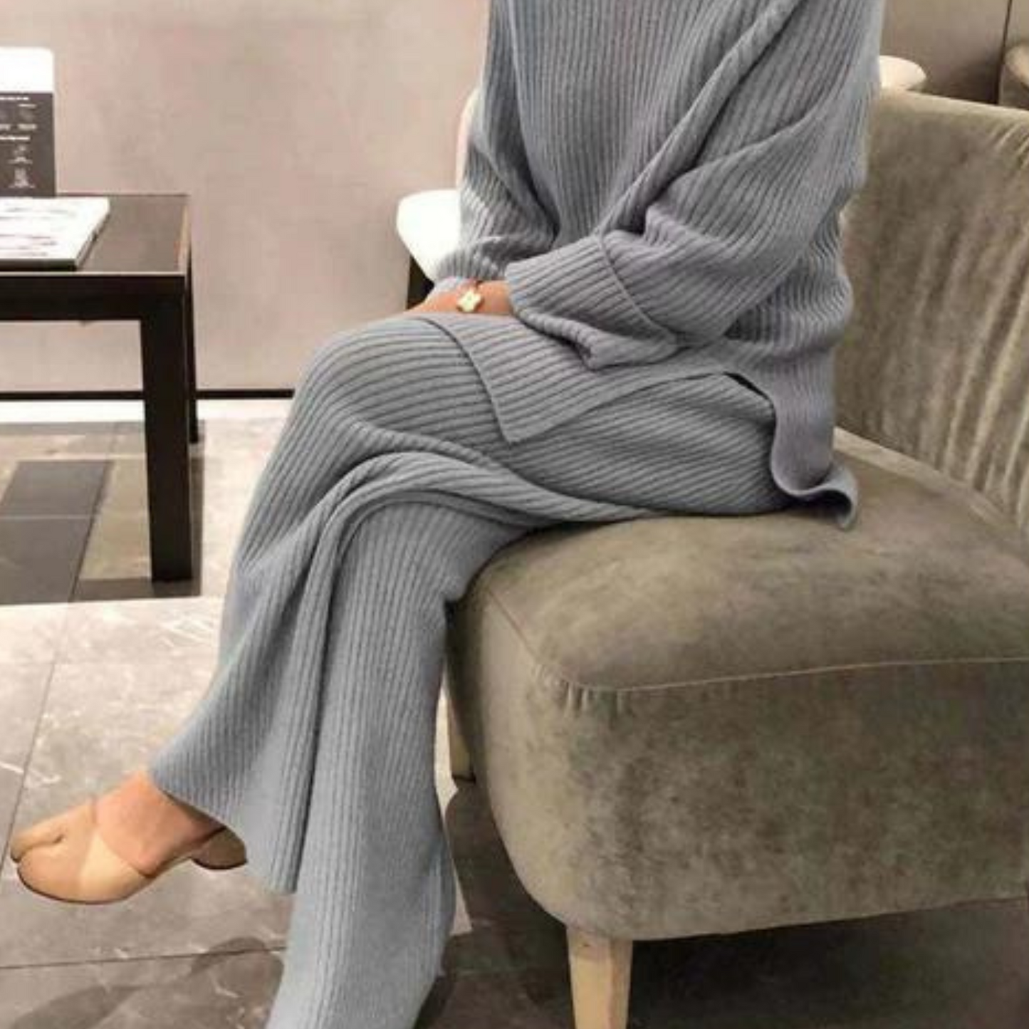 Samantha - Set casual di maglione e pantaloni lavorati a maglia