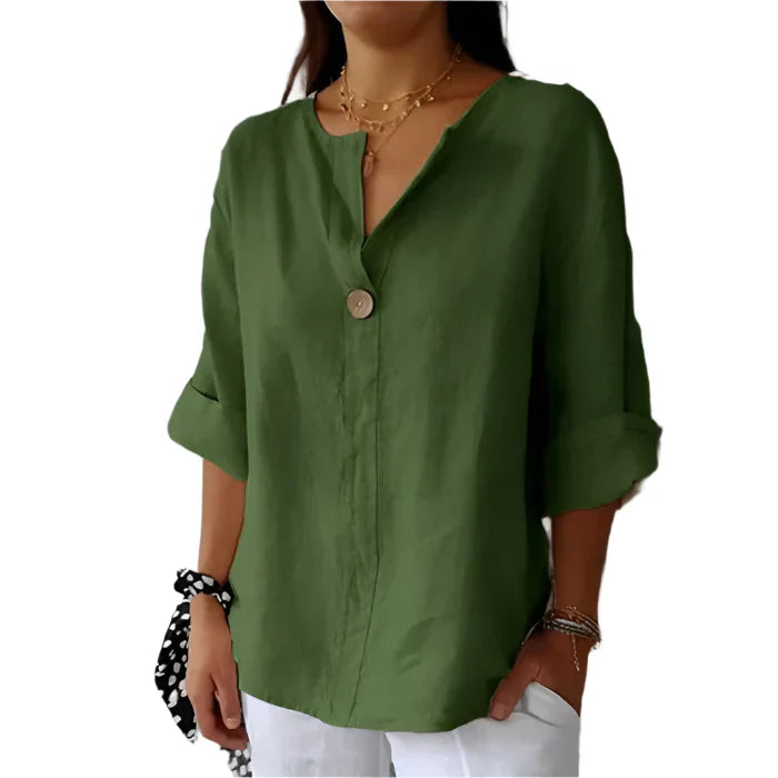 Kaemiya – Camicetta minimalista in misto lino con bottoni