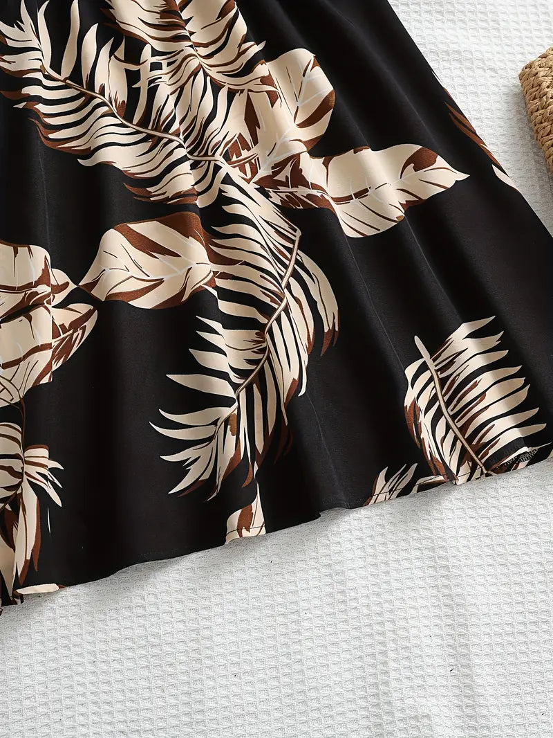 Kamala – Abito a trapezio con spalline sottili e stampa tropicale