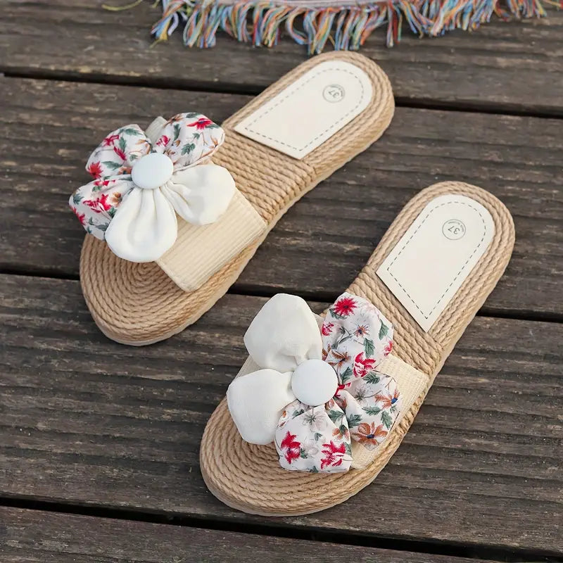 Olee – Ciabatte eleganti con fiocco floreale