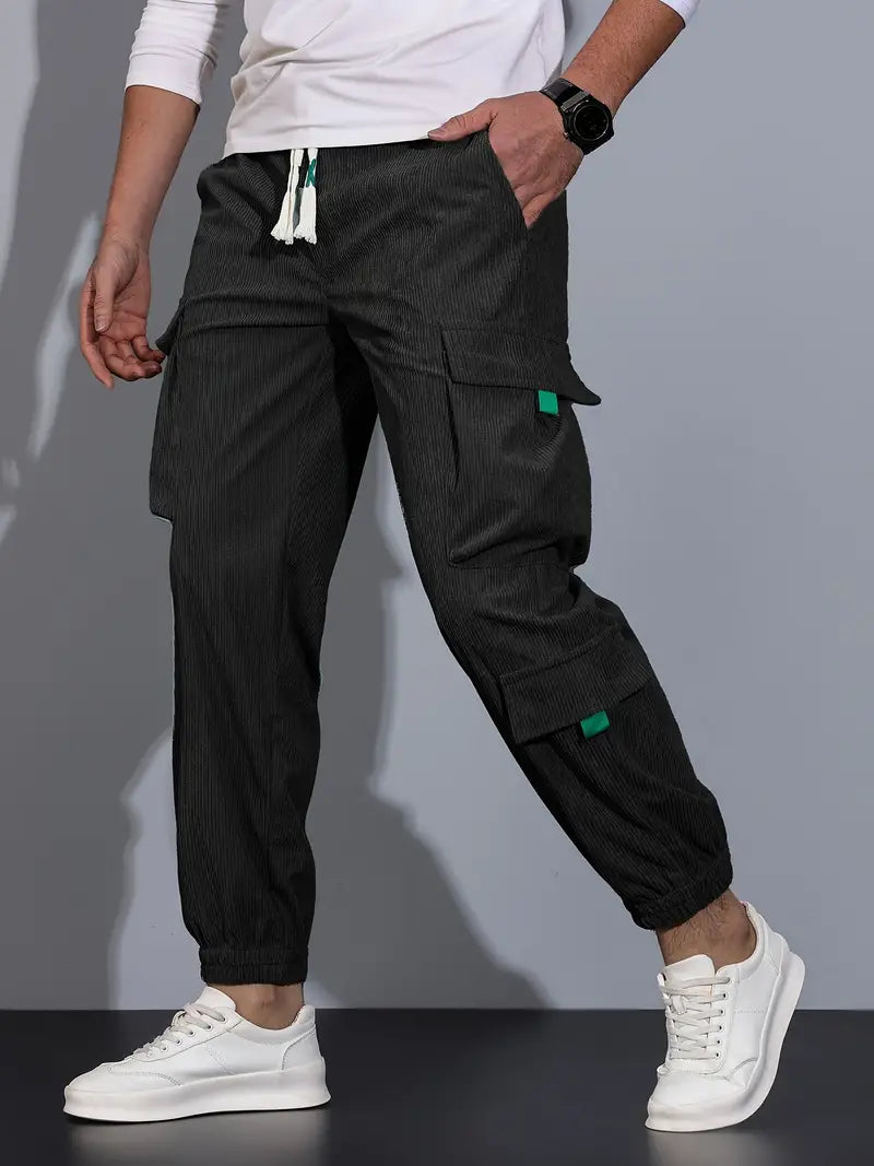 Aldrich - Pantaloni cargo casual solidi da uomo