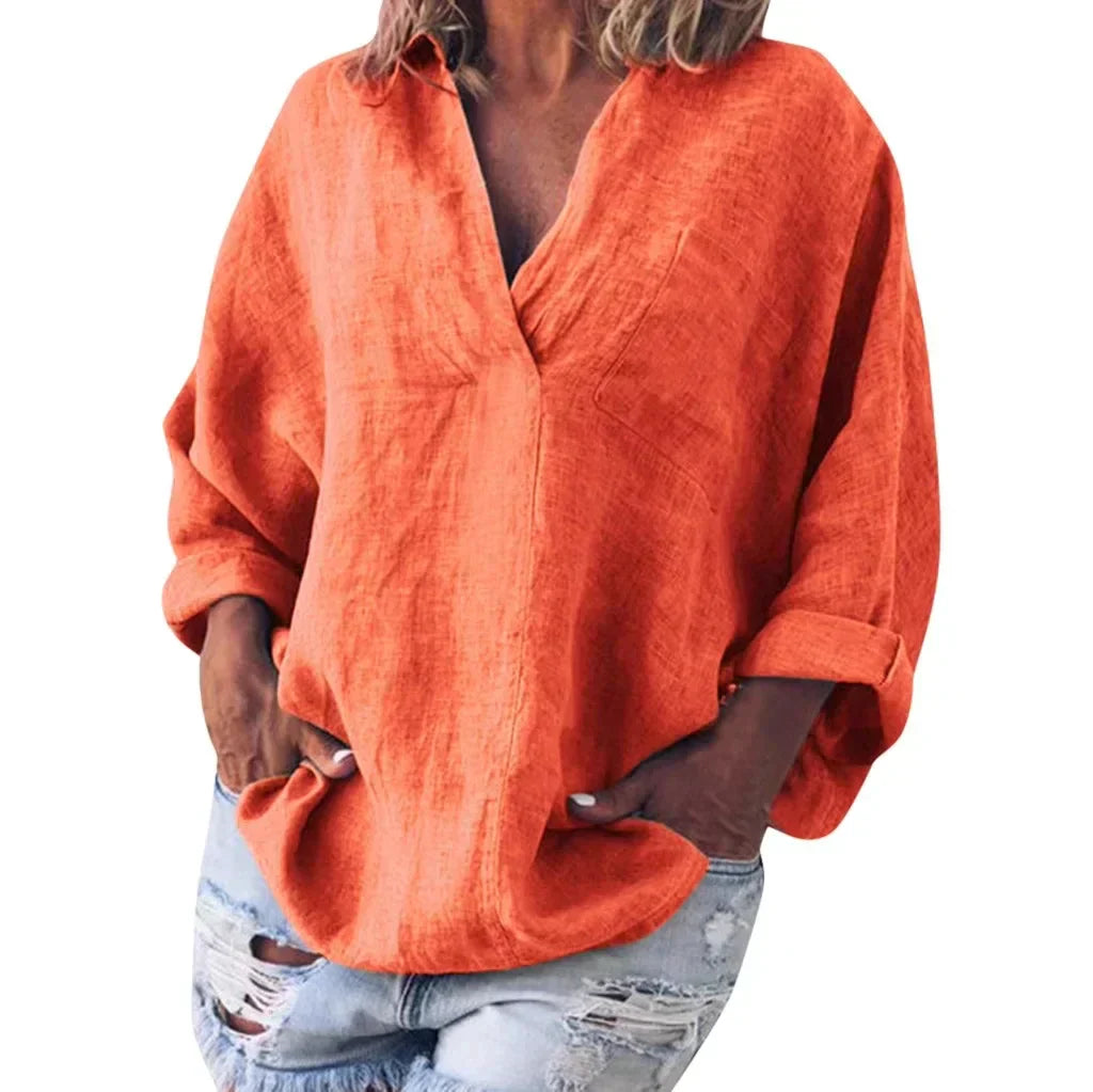 Francie – Blusa in lino con scollo a V