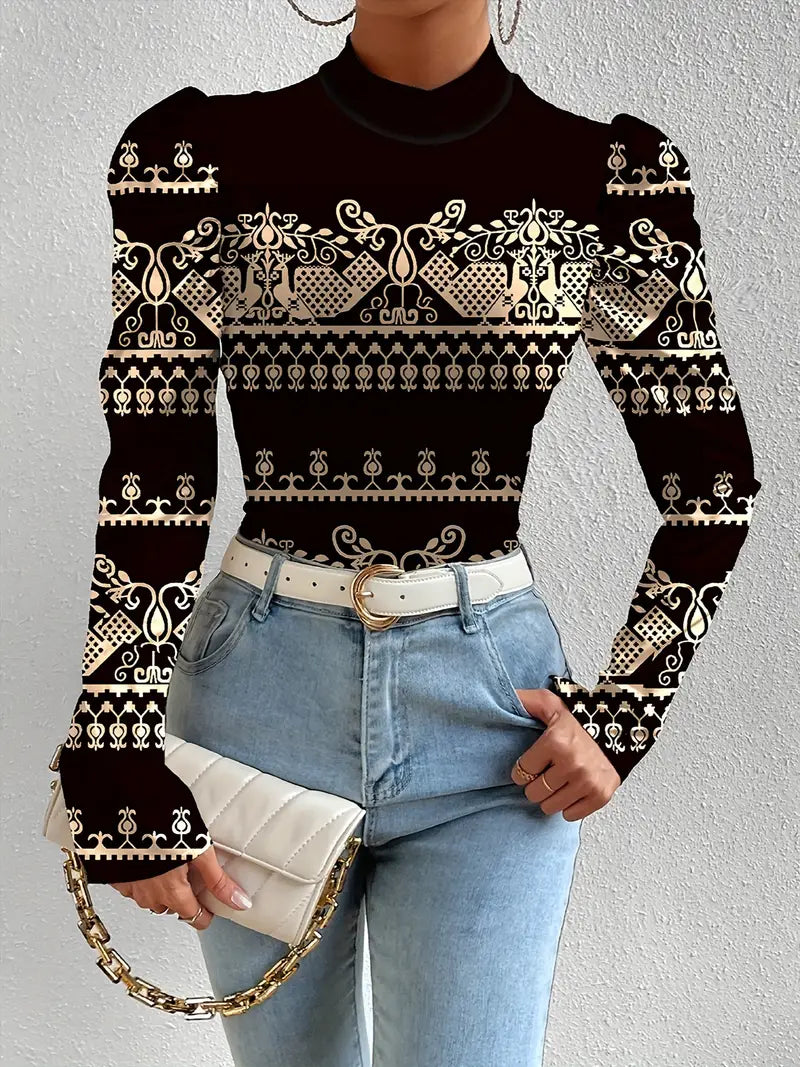 Freja – Blusa in raso con maniche a sbuffo