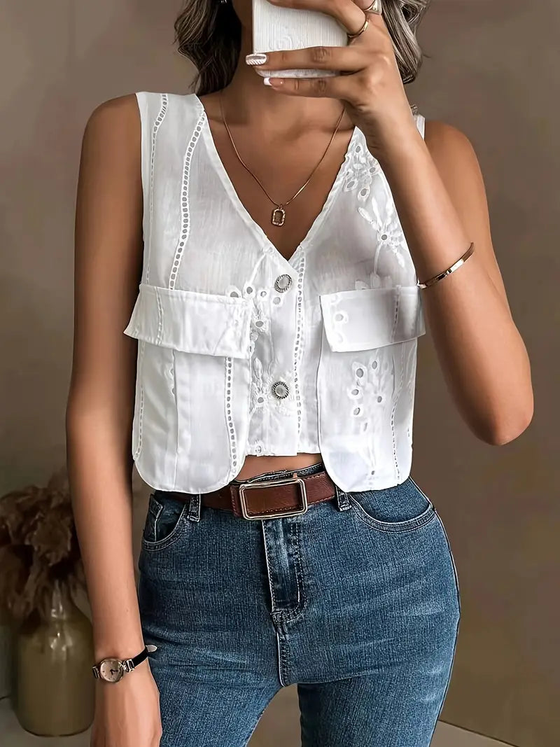 Avenesia – Gilet in cotone con ricami