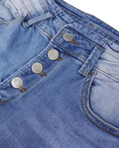 Jonah – Jeans a vita alta con patta con bottoni e gamba svasata