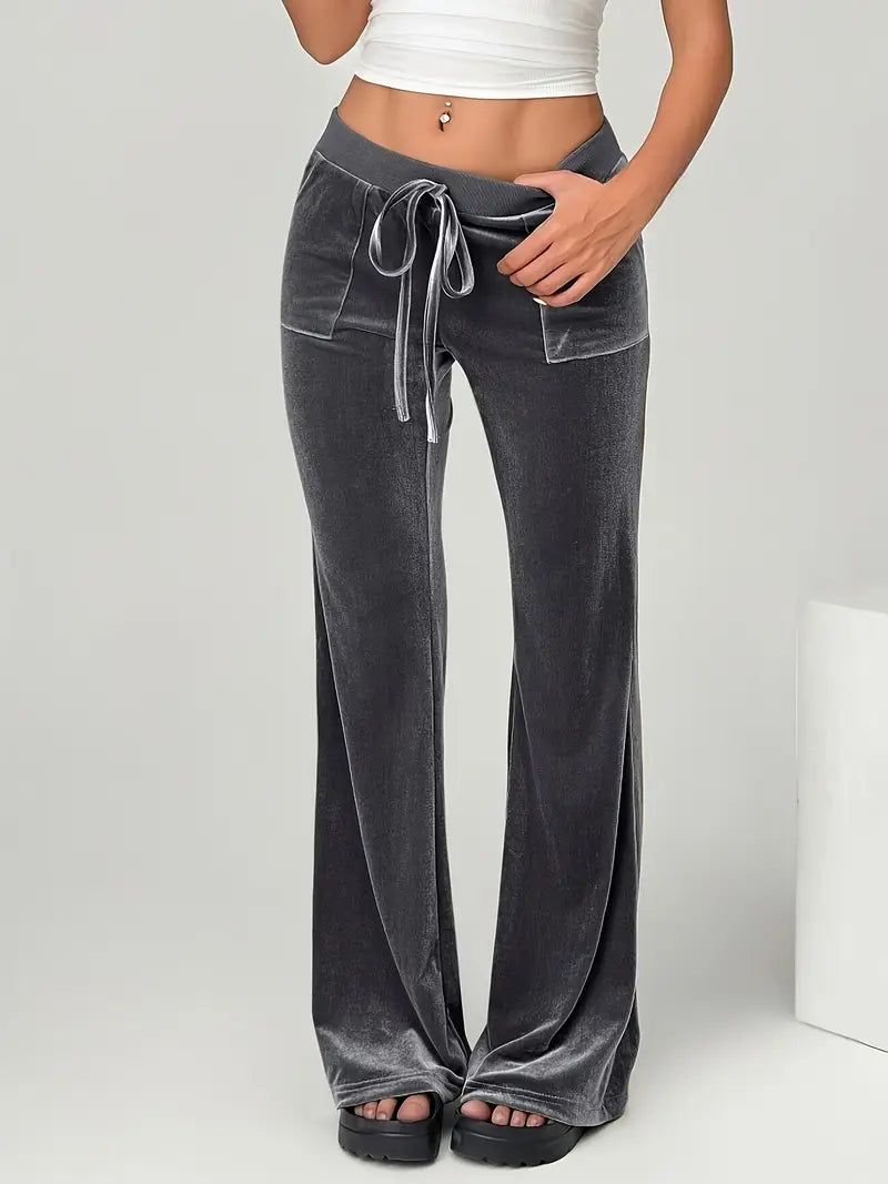 Ophirra – Pantaloni a zampa di elefante di alta qualità in velluto