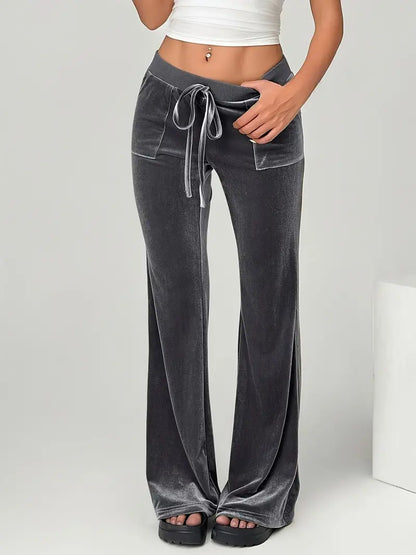 Ophirra – Pantaloni a zampa di elefante di alta qualità in velluto