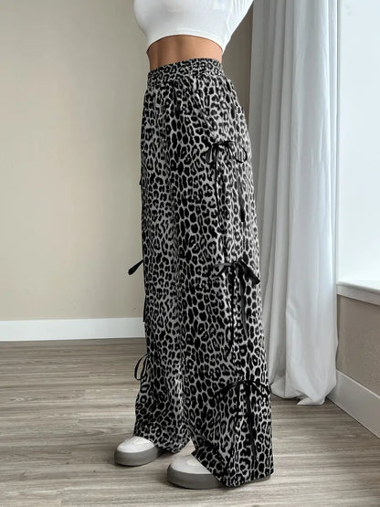 Sorenna - Pantaloni eleganti con motivo leopardato e gamba ampia