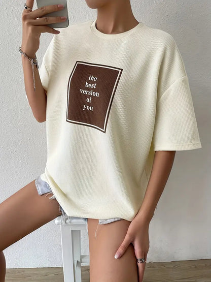 Evadne - T-shirt oversize in maglia a nido d'ape