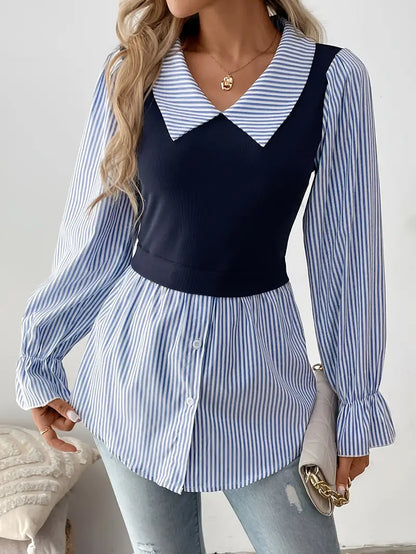 Chinee – Top elegante realizzato in cotone con effetto a due strati