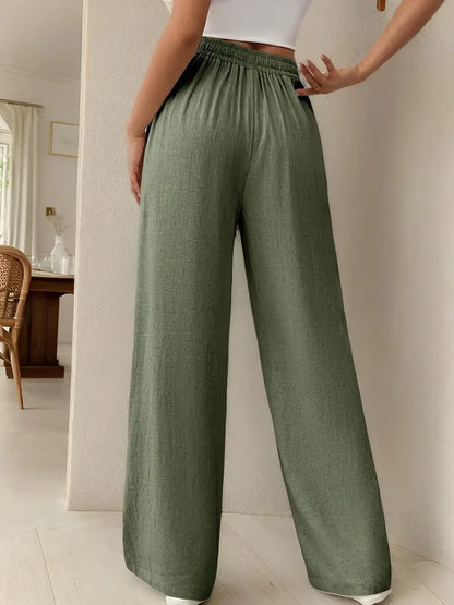 Yara – Pantaloni da salotto a vita alta con coulisse e gamba larga