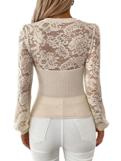 Channary – Elegante camicetta in pizzo a maniche lunghe