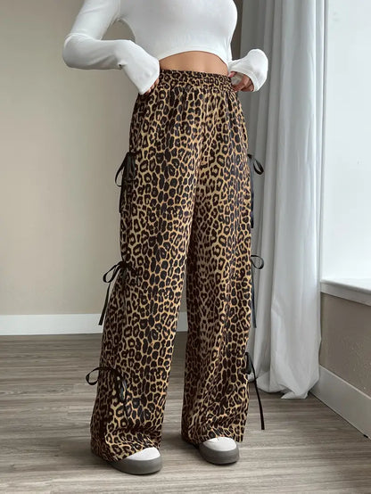 Sorenna - Pantaloni eleganti con motivo leopardato e gamba ampia