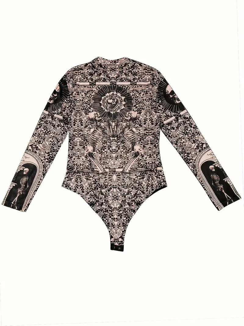 Luvy - Body in rete a maniche lunghe