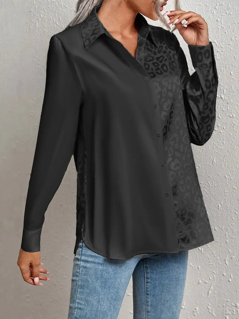 Lenoria – Elegante camicetta in raso con abbottonatura