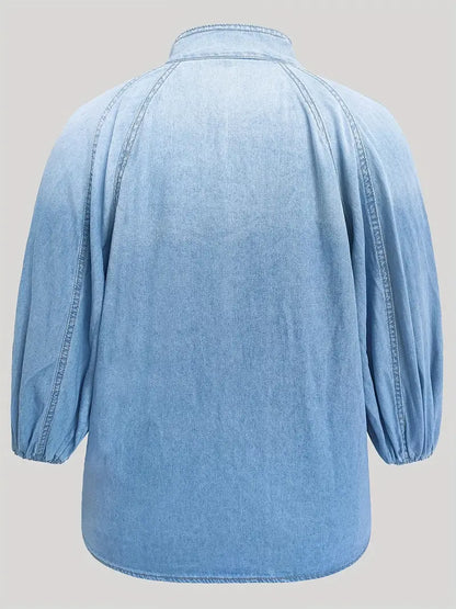 Anthea – Elegante top in jeans a collo alto