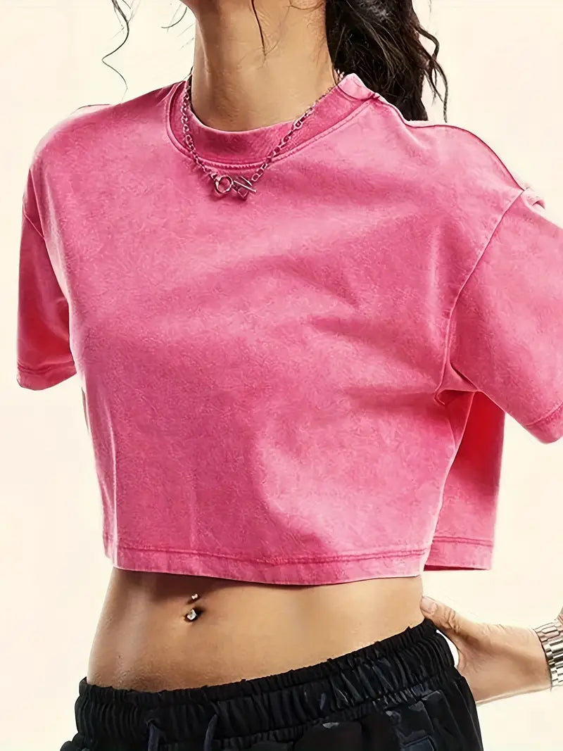 Lenore – T-shirt corta oversize, effetto vintage, lavata