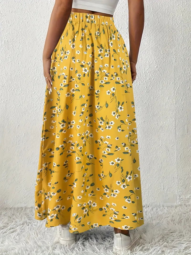 Louvina – Gonna lunga con spacco floreale