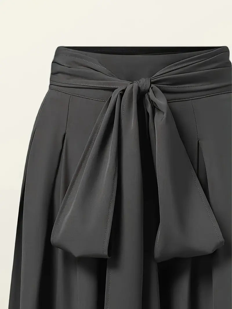 Zephyra – Pantaloni palazzo a vita alta e gamba larga con laccio anteriore