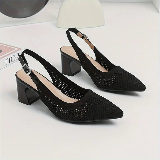 Rinika – Eleganti décolleté con cinturino posteriore realizzate in maglia a rete