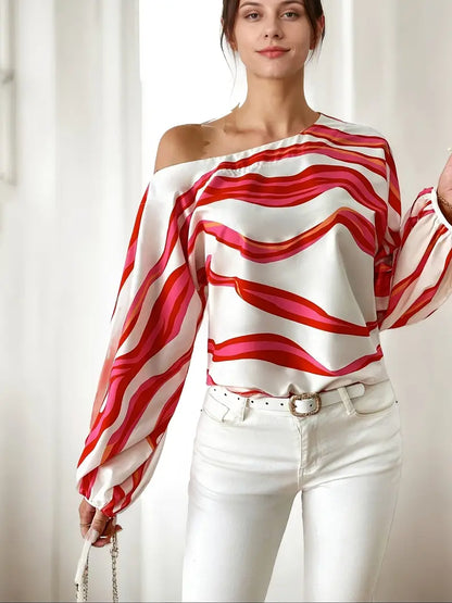 Ivora – Elegante camicetta a maniche lunghe con una spalla