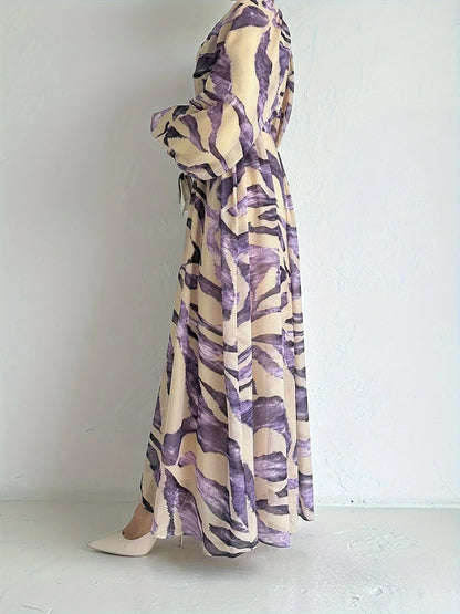 Elisire – Maxi abito in chiffon con stampa artistica