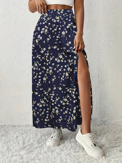 Louvina – Gonna lunga con spacco floreale