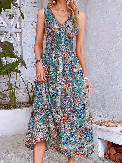 Liliora – Abito elegante senza maniche con scollo a V