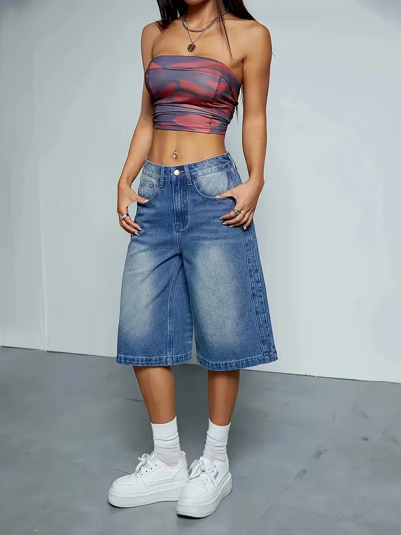 Ravielle – Shorts alla moda in jeans di cotone