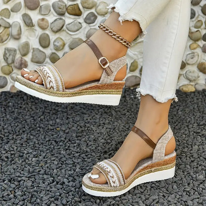 Iscelyn – Sandali con plateau boho e cinturino alla caviglia