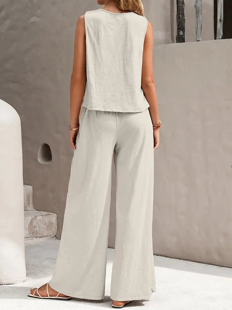 Faylisse – Elegante set da salotto senza maniche e gamba larga