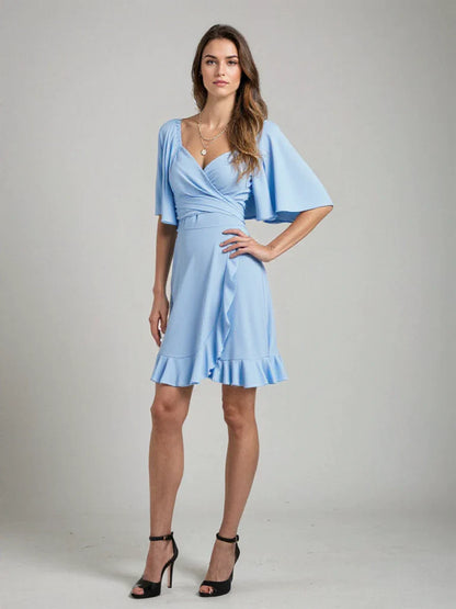 Evadisa – Elegante abito con scollo a V e balze sull'orlo