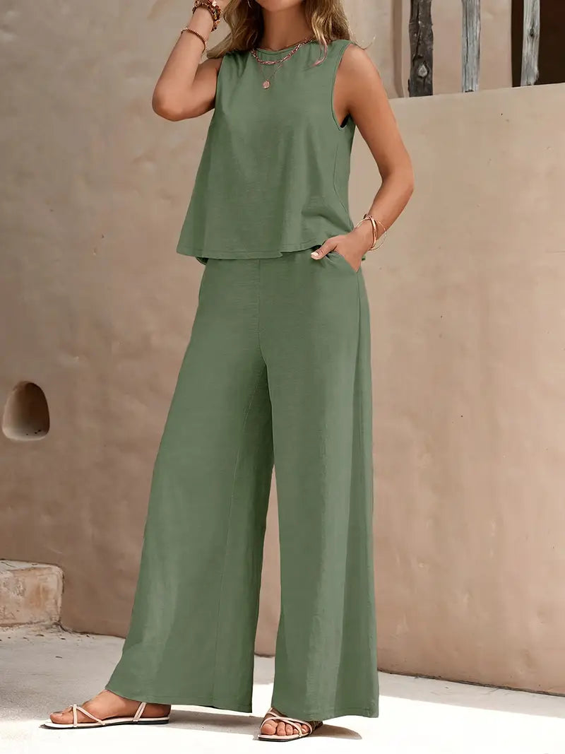 Faylisse – Elegante set da salotto senza maniche e gamba larga