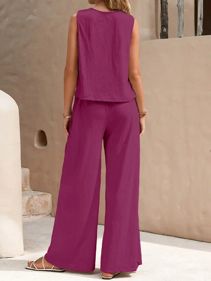 Faylisse – Elegante set da salotto senza maniche e gamba larga