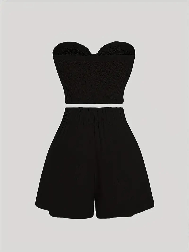 Suzy – Elegante completo due pezzi senza spalline con papillon